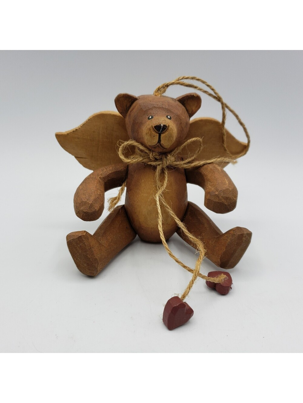 Cute Carved Wood Angel Bear Shelf Sitter or Hang Poseable Delton Products